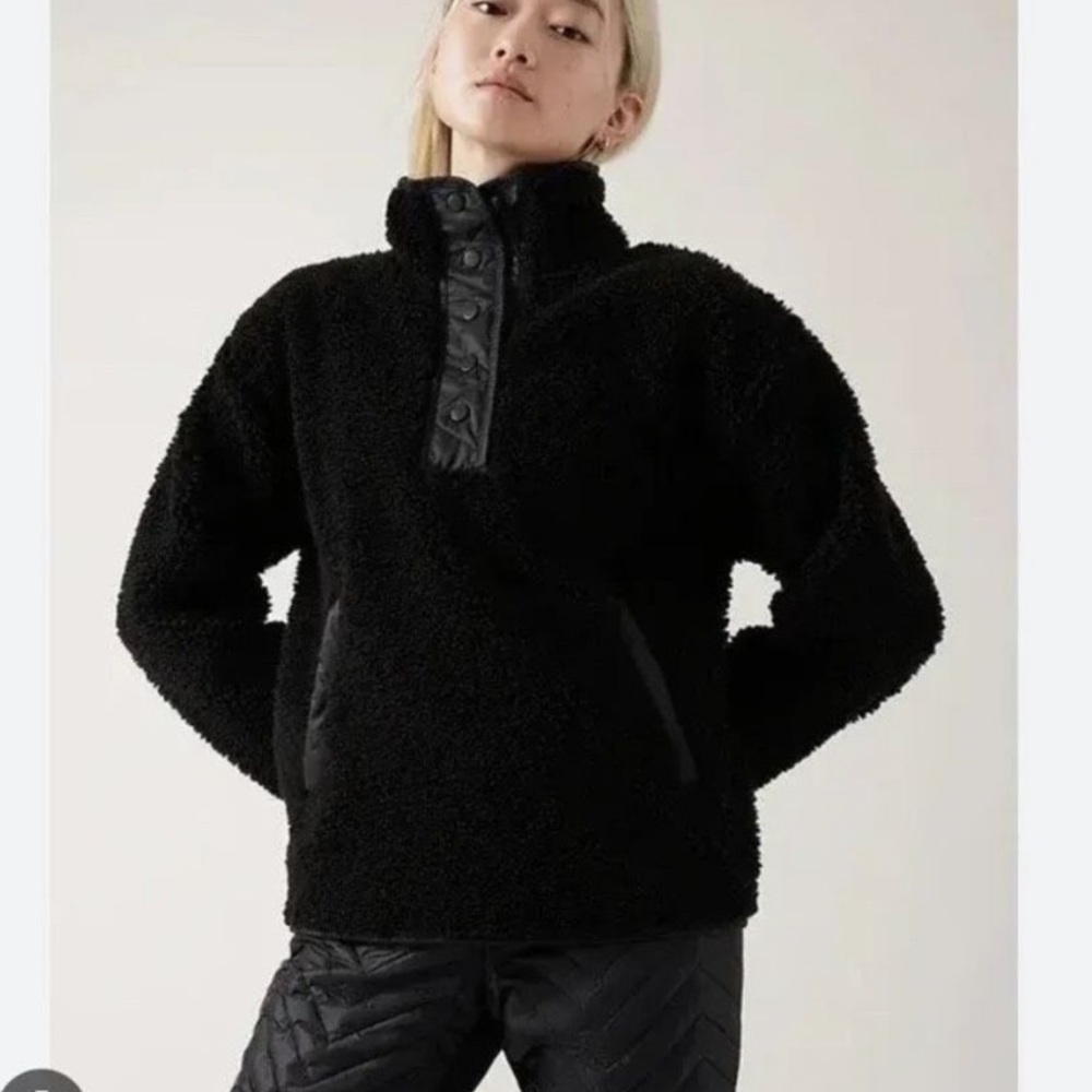 Athleta cozy Sherpa snap sweatshirt M NWT